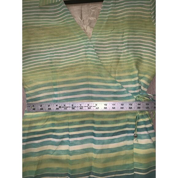 Lori Weidner Women's Green Striped Wrap Dress Size 8 - Picture 7 of 7